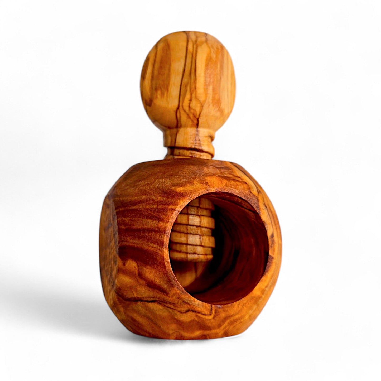 Olive Wood Mushroom Nutcracker | Wooden Screw Thread Manual Nut Breaker Tool