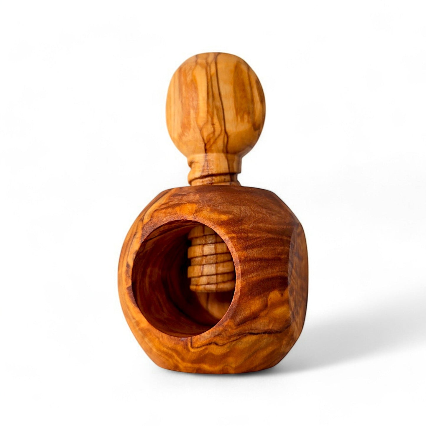 Olive Wood Mushroom Nutcracker | Wooden Screw Thread Manual Nut Breaker Tool