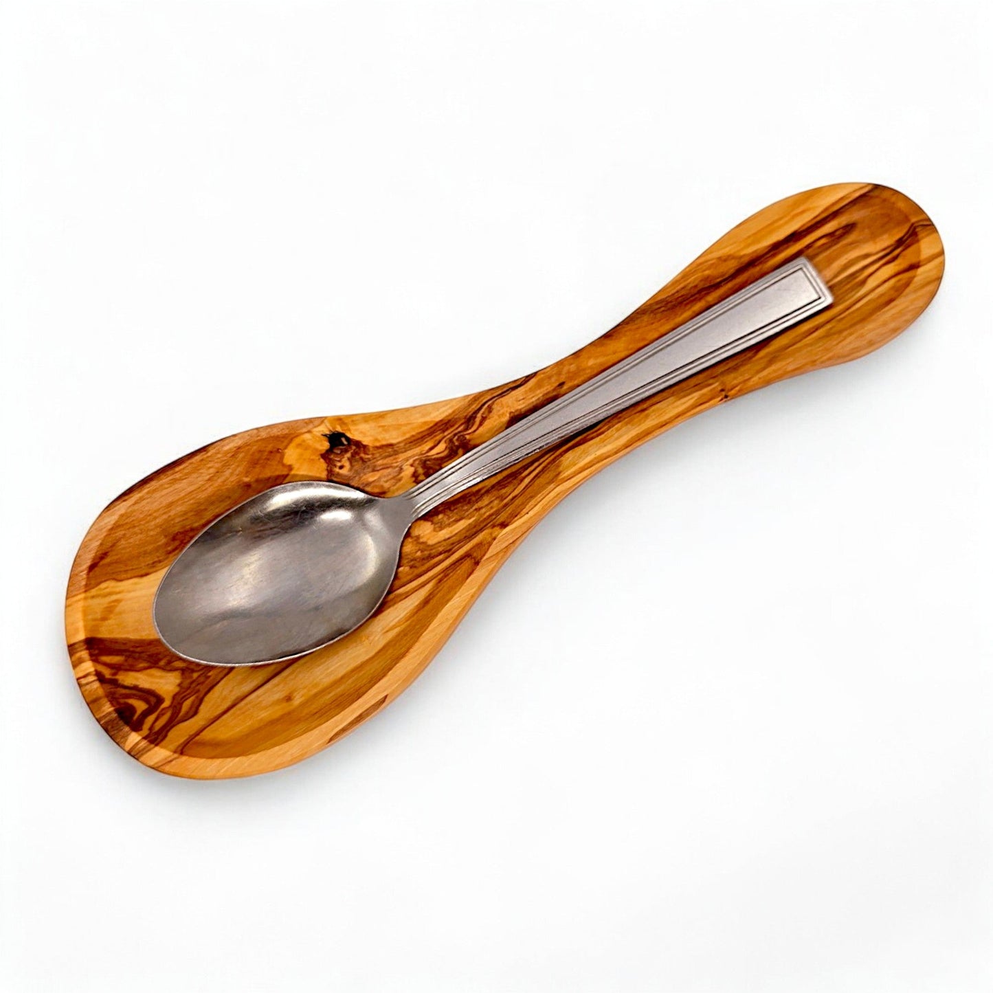 Olive Wood Spoon Rest | Wooden Kitchen Ladle Holder Cooking Utensil Stand