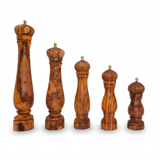 Olive Wood Spice Grinder Mill | Traditional Wooden Salt & Pepper Herb Shaker