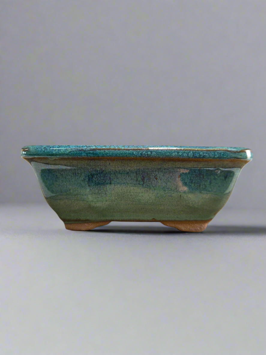 13cm Glazed Bonsai Pot | Rectangle | 13cm x 10cm x 5cm | Light Blue