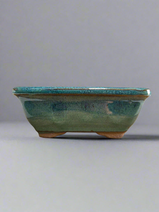 13cm Glazed Bonsai Pot | Rectangle | 13cm x 10cm x 5cm | Light Blue