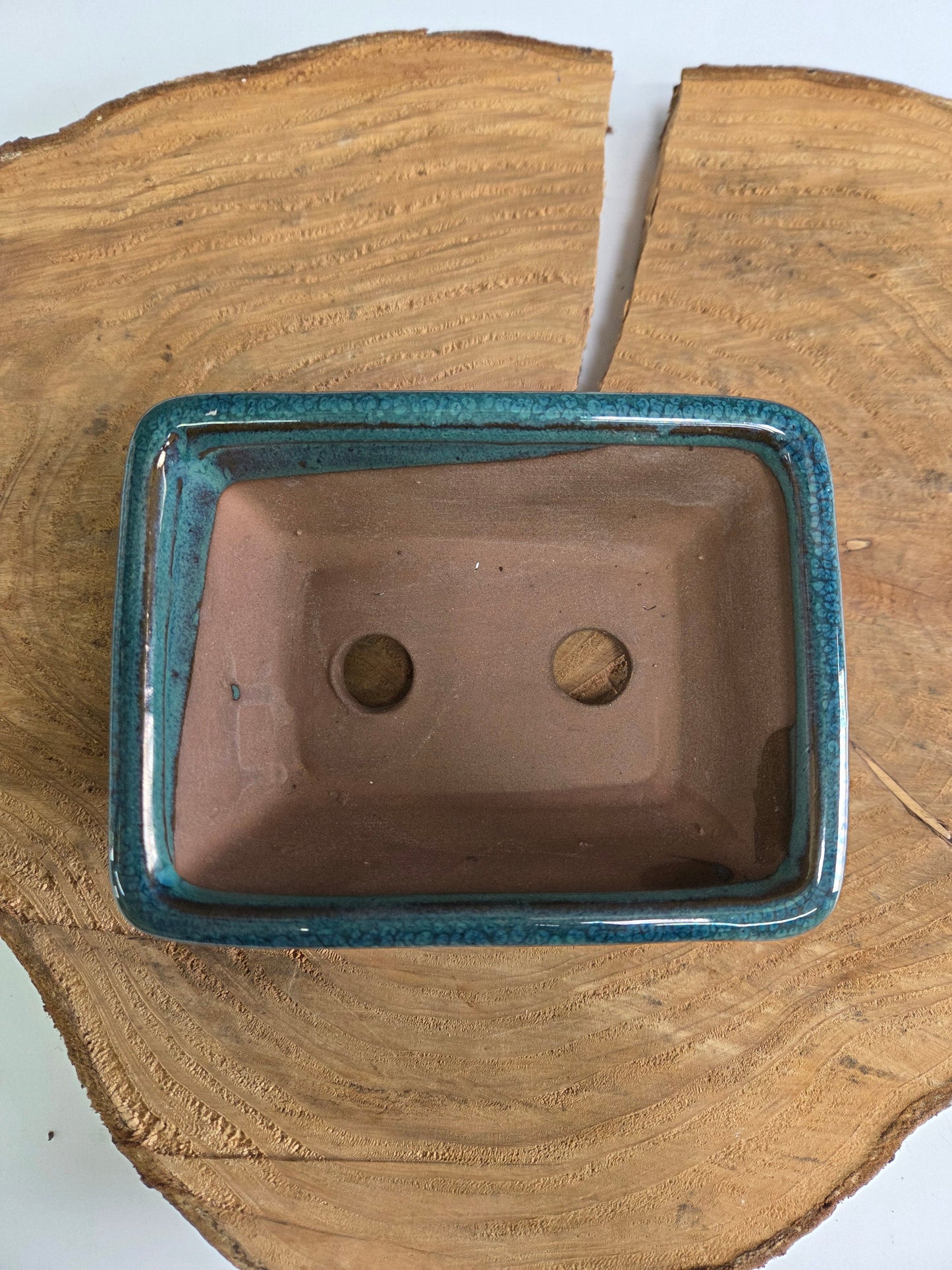 13cm Glazed Bonsai Pot | Rectangle | 13cm x 10cm x 5cm | Light Blue