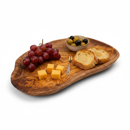 Olive Wood Charcuterie Board | Rustic Live Edge Serving Platter Cheese Tray