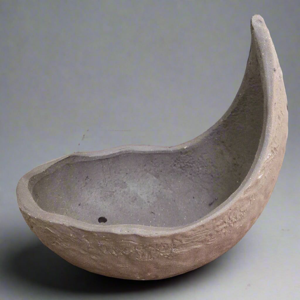 15cm Unglazed Bonsai Pot | Half-Moon | 15cm x 12cm x 11cm | Brown
