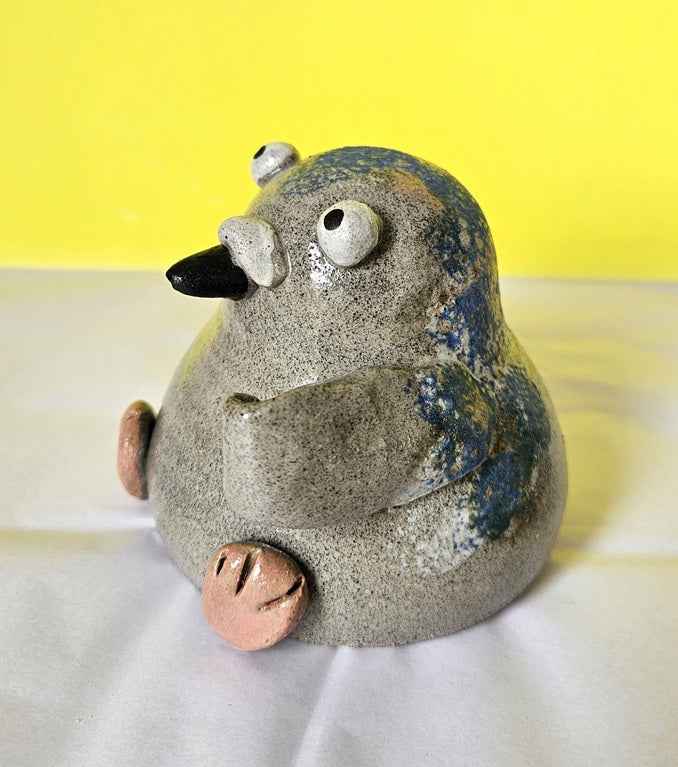 Pigeon with Sign - Handmade Ceramic Friend