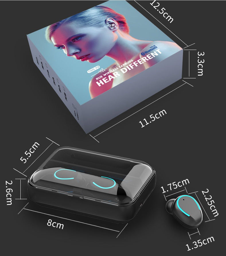 F9-5 Wireless Bluetooth 5.0 Earbuds with 2000mAh Power Bank Charging Case - Premium TWS Headphones
