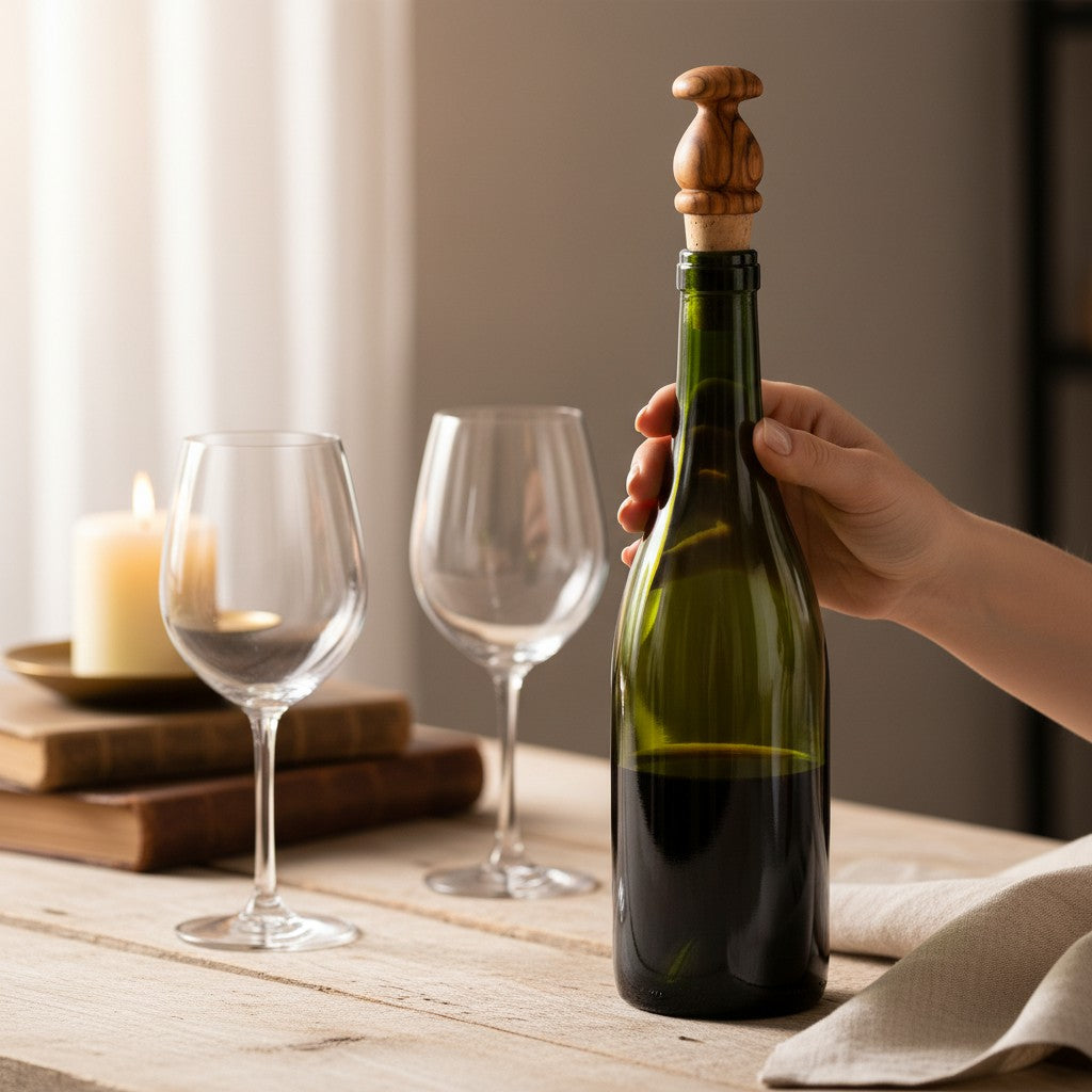 Olive Wood Wooden Bottle Stopper Handcrafted Wine Cork | Mushroom | Pear | Round | Apple