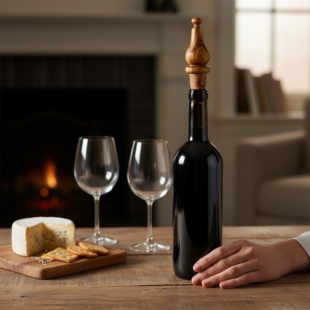 Olive Wood Wooden Bottle Stopper Handcrafted Wine Cork | Mushroom | Pear | Round | Apple