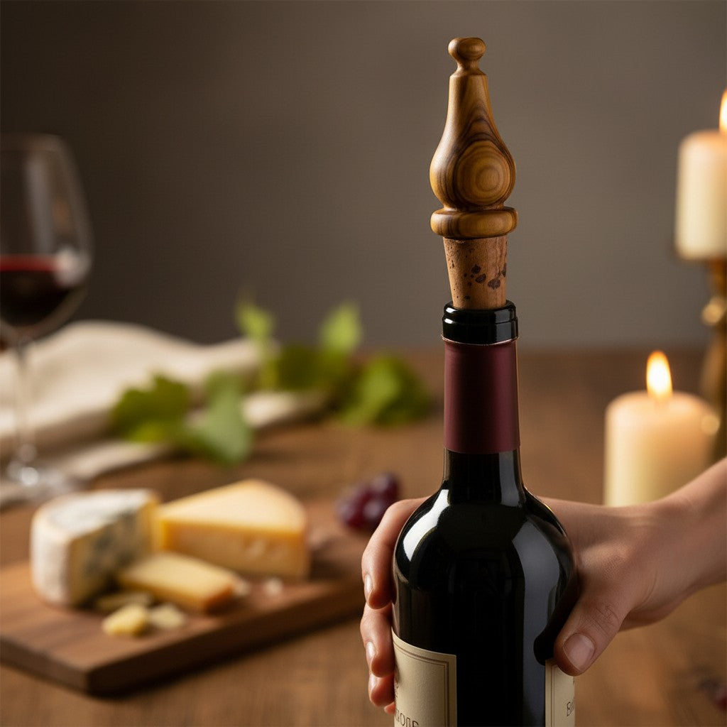 Olive Wood Wooden Bottle Stopper Handcrafted Wine Cork | Mushroom | Pear | Round | Apple