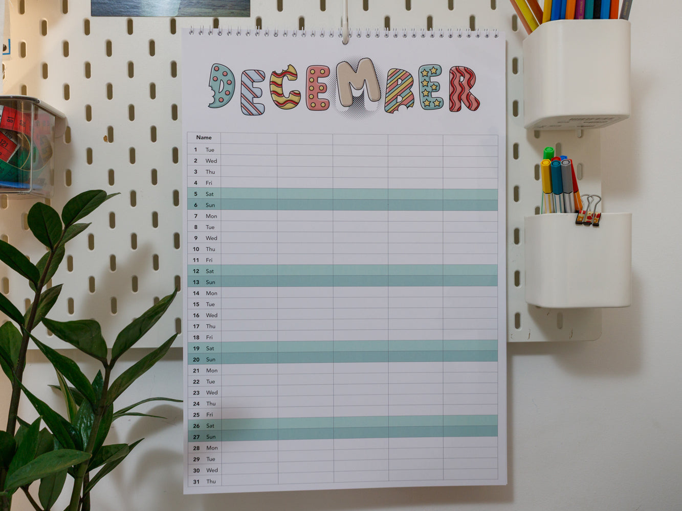 2026 Colourful A3 Family Planner