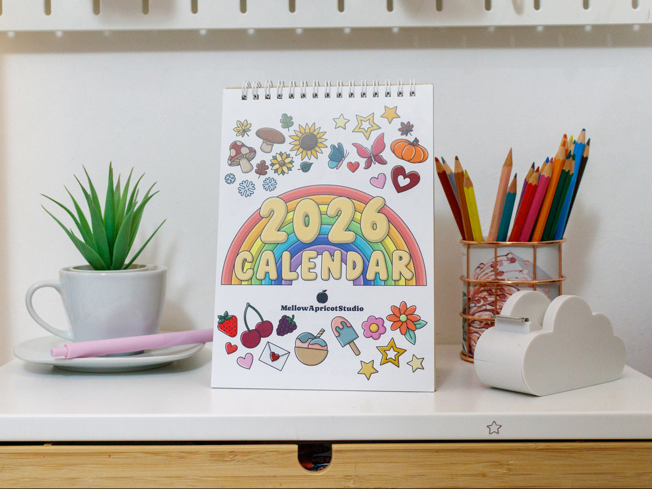 2026 Colourful Desk Calendar with Journal Prompts