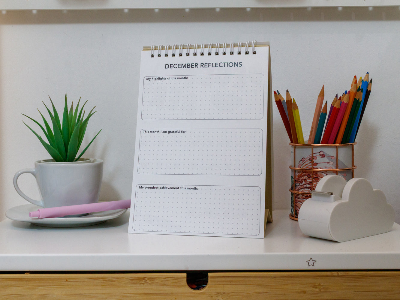 2026 Colourful Desk Calendar with Journal Prompts