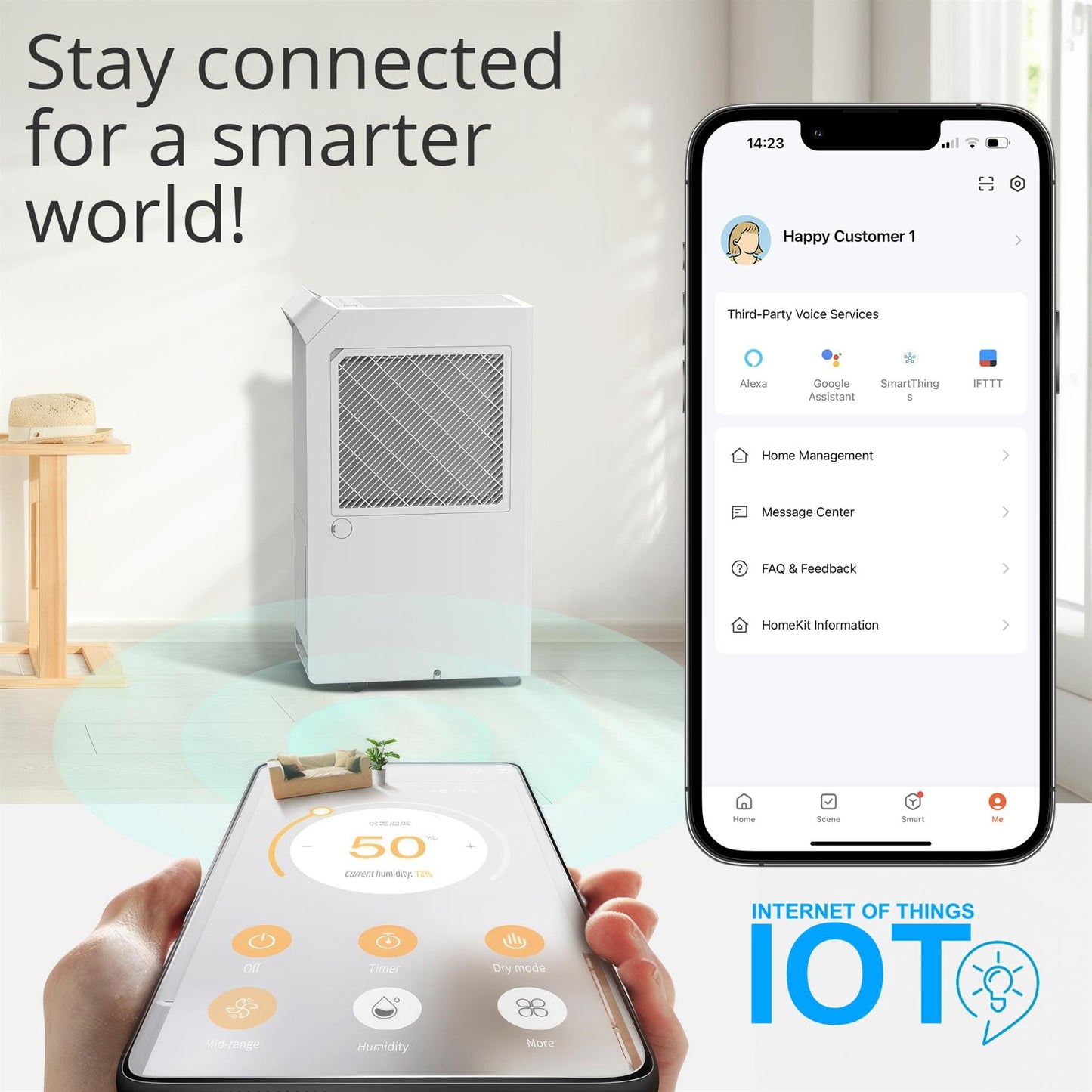 Senelux 25L/Day Dehumidifier Smart App Wi-Fi with 5.5L Water Tank, Continuous Drainage, Large Room, Sleep Mode, 24H Timer