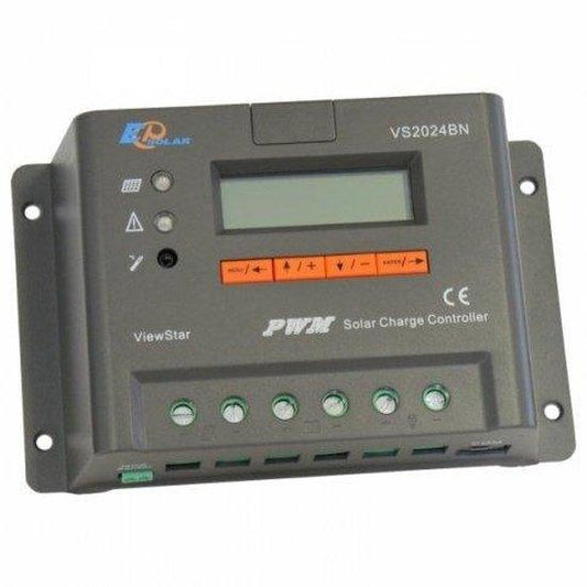 20A 12V/24V solar charge controller with LCD display, adjustable charging settings and energy statistics