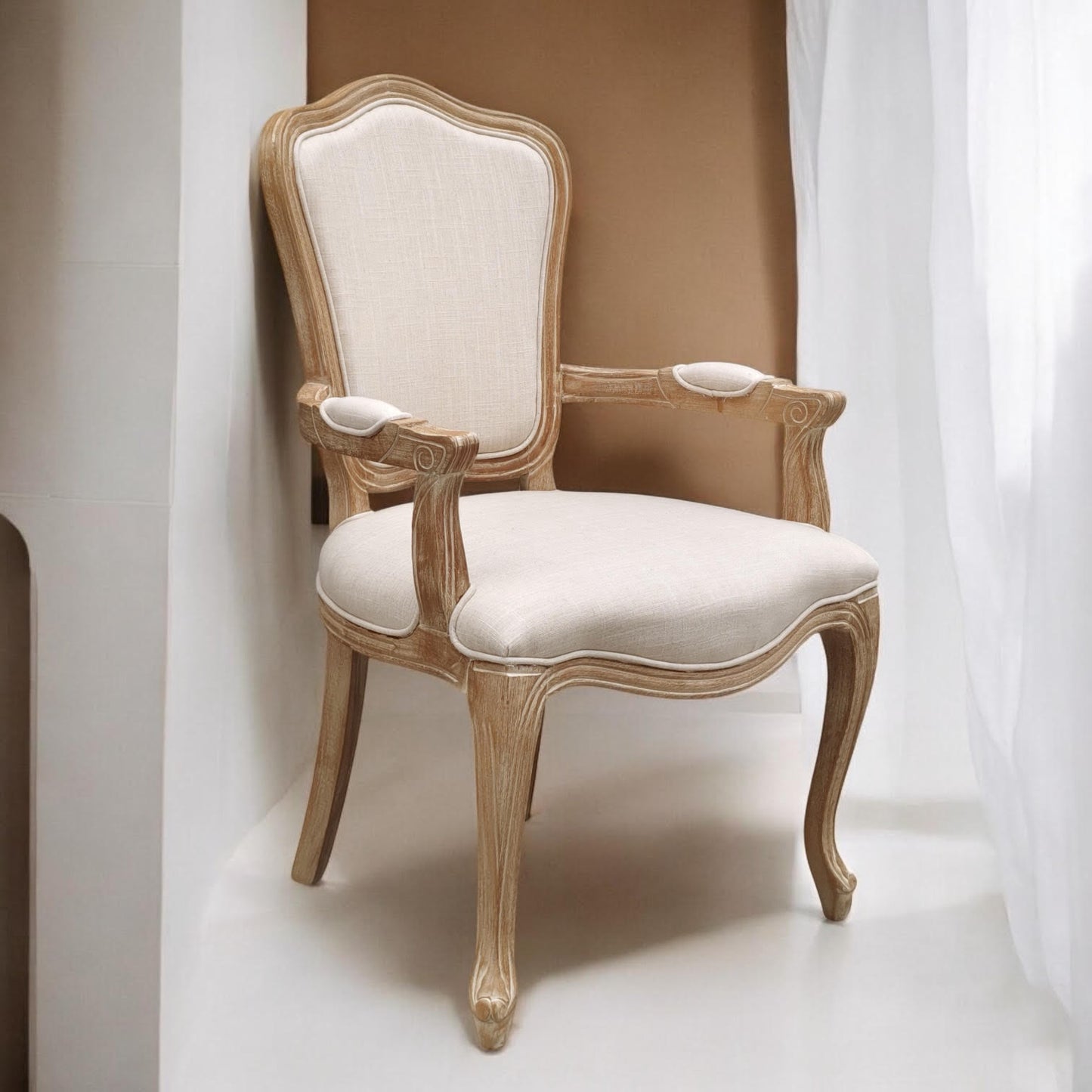 95CM LINEN FABRIC LOUIS CHAIR