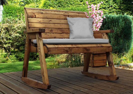 Charles Taylor Trading Rocker Bench With Grey Cushion Brown