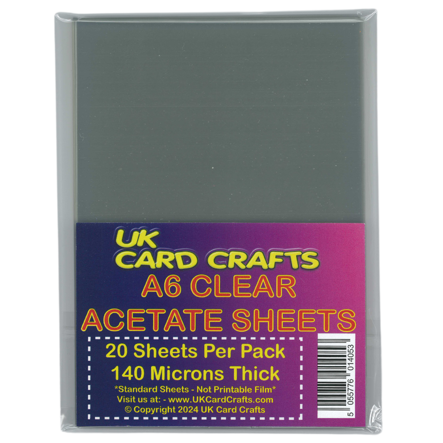 20 x A6 Clear Acetate Sheets – 140 Micron Transparent Film for Aperture Cards, Crafts & OHP