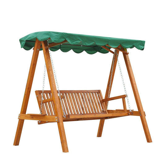 Outsunny  3-Seater Wooden Garden Swing Chair Seat Bench-Green Green 200cm x 130cm x 185cm