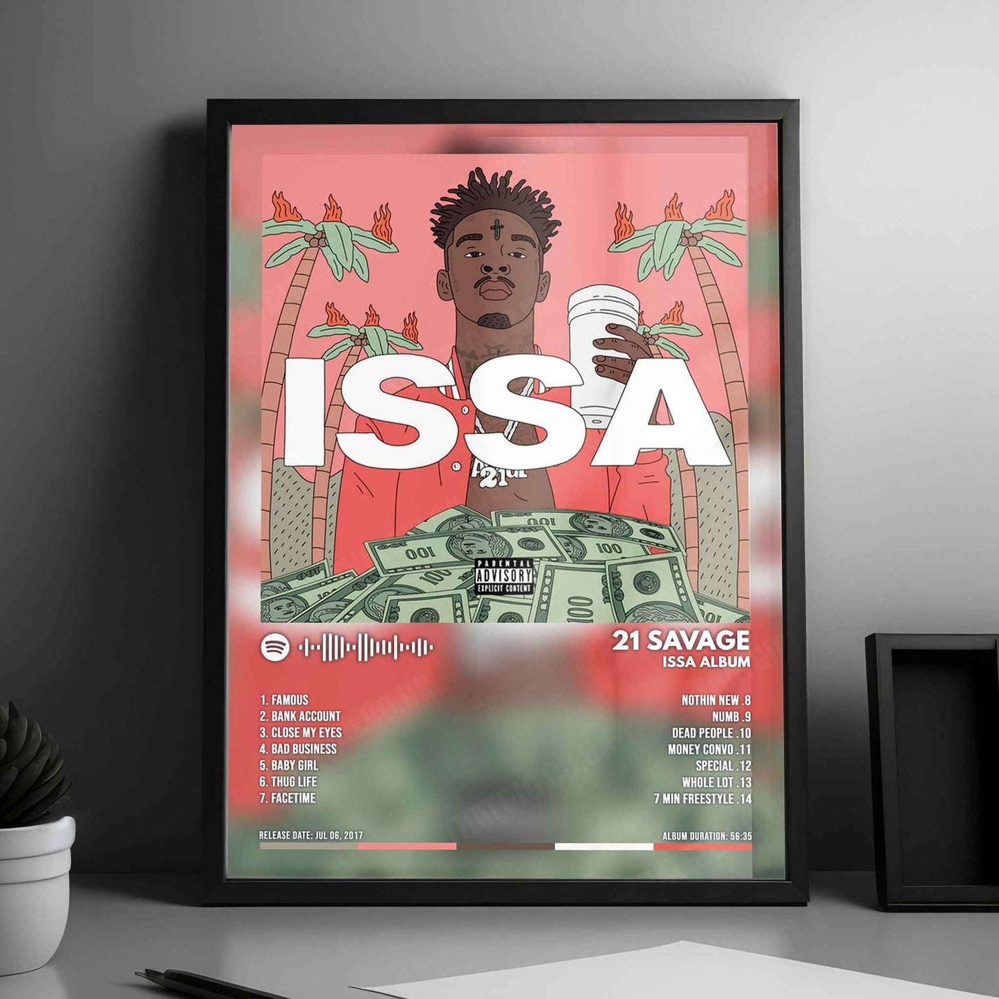 21 Savage "Issa Album" Album Cover Poster - with Complete Tracklist