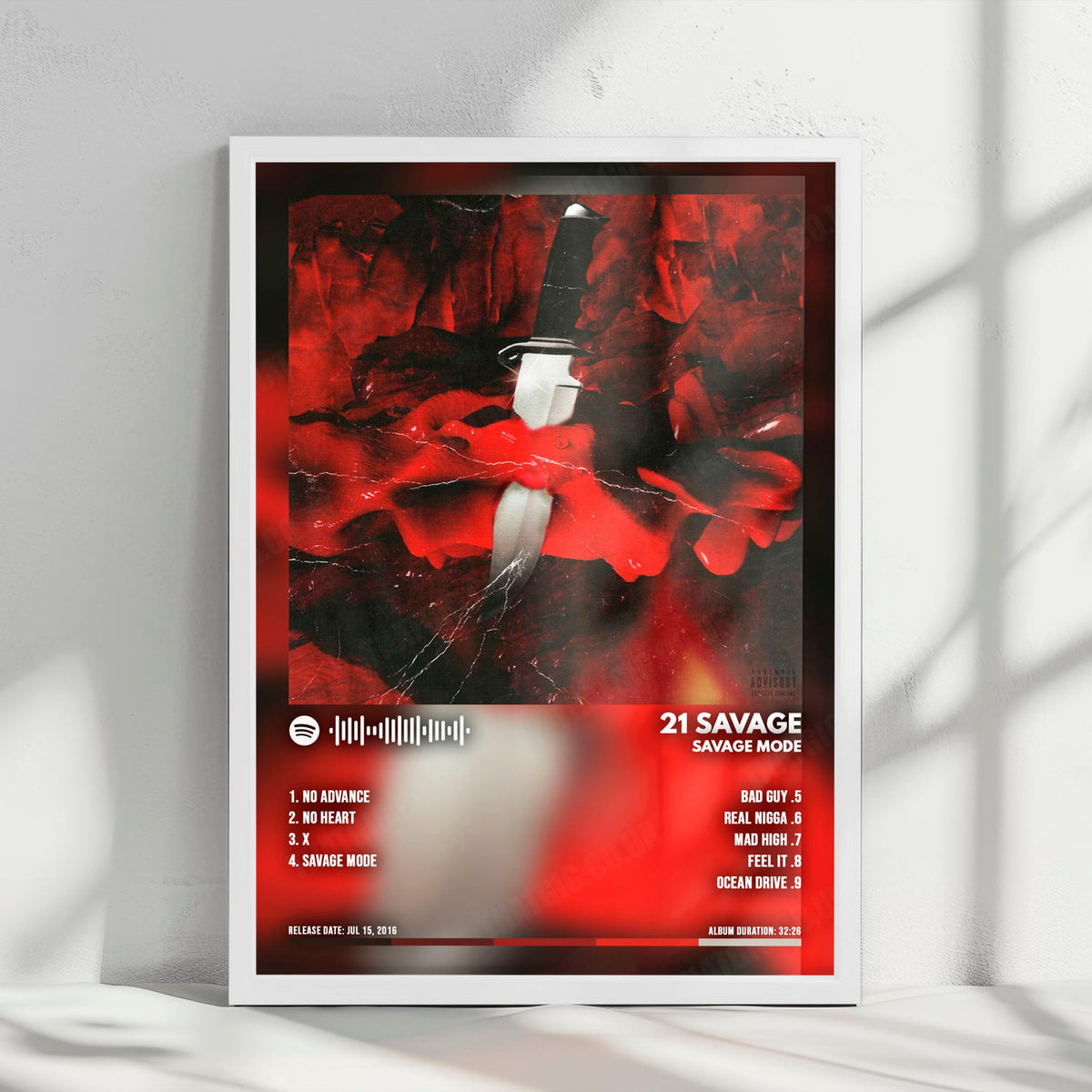 21 Savage "Savage Mode" Album Cover Poster - with Complete Tracklist