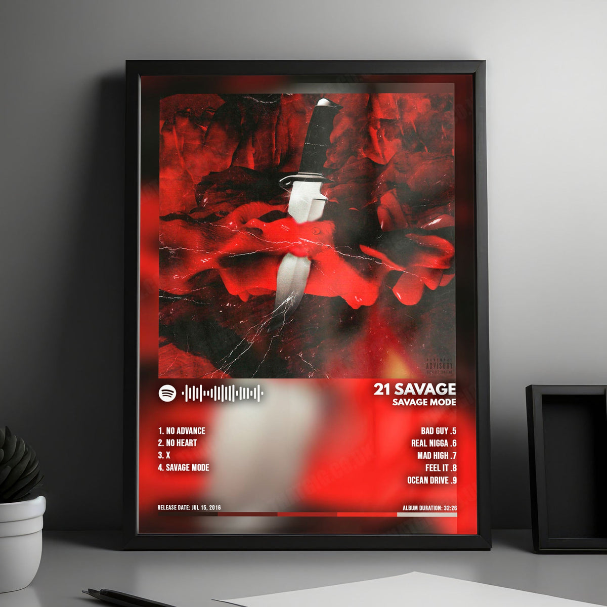 21 Savage "Savage Mode" Album Cover Poster - with Complete Tracklist