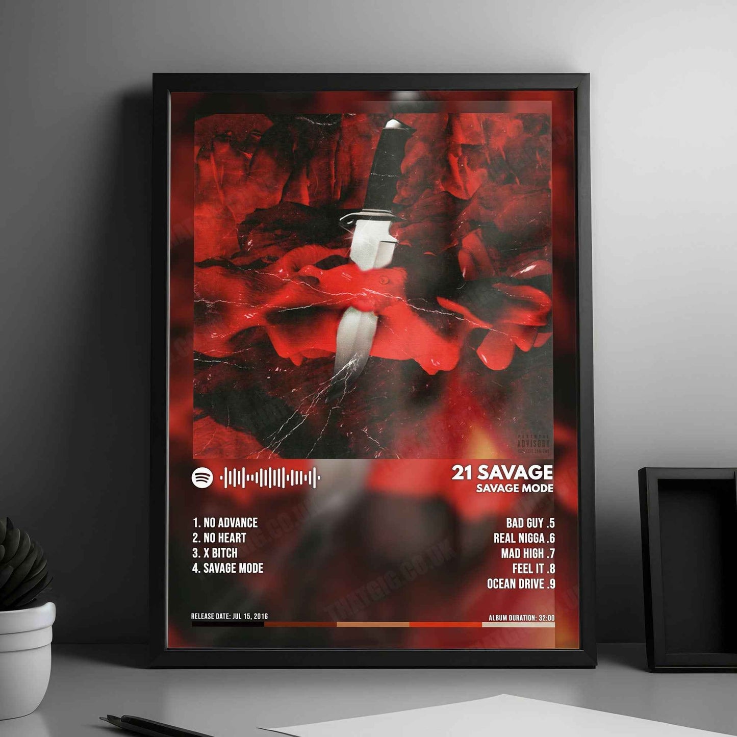 21 Savage "Savage Mode" Album Cover Poster - with Complete Tracklist