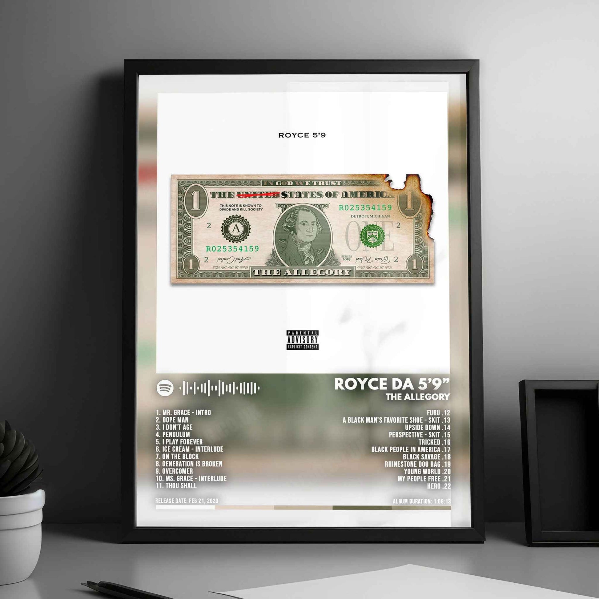 Royce da 5'9" "The Allegory" Album Cover Poster - with Complete Tracklist