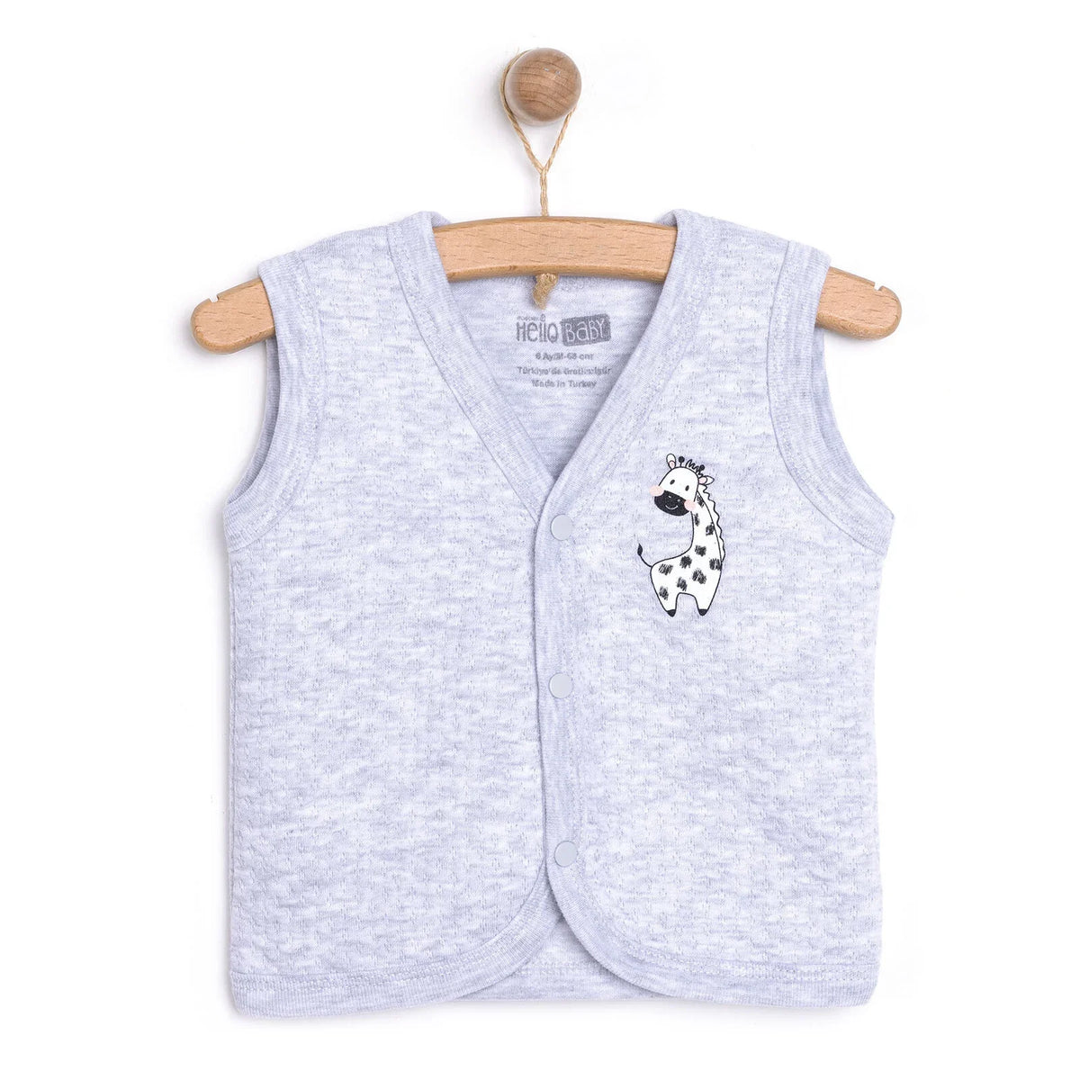 HelloBaby Giraffe Motif Snap Fastening Quilted Baby Gilet (3 Months to 2 Years)