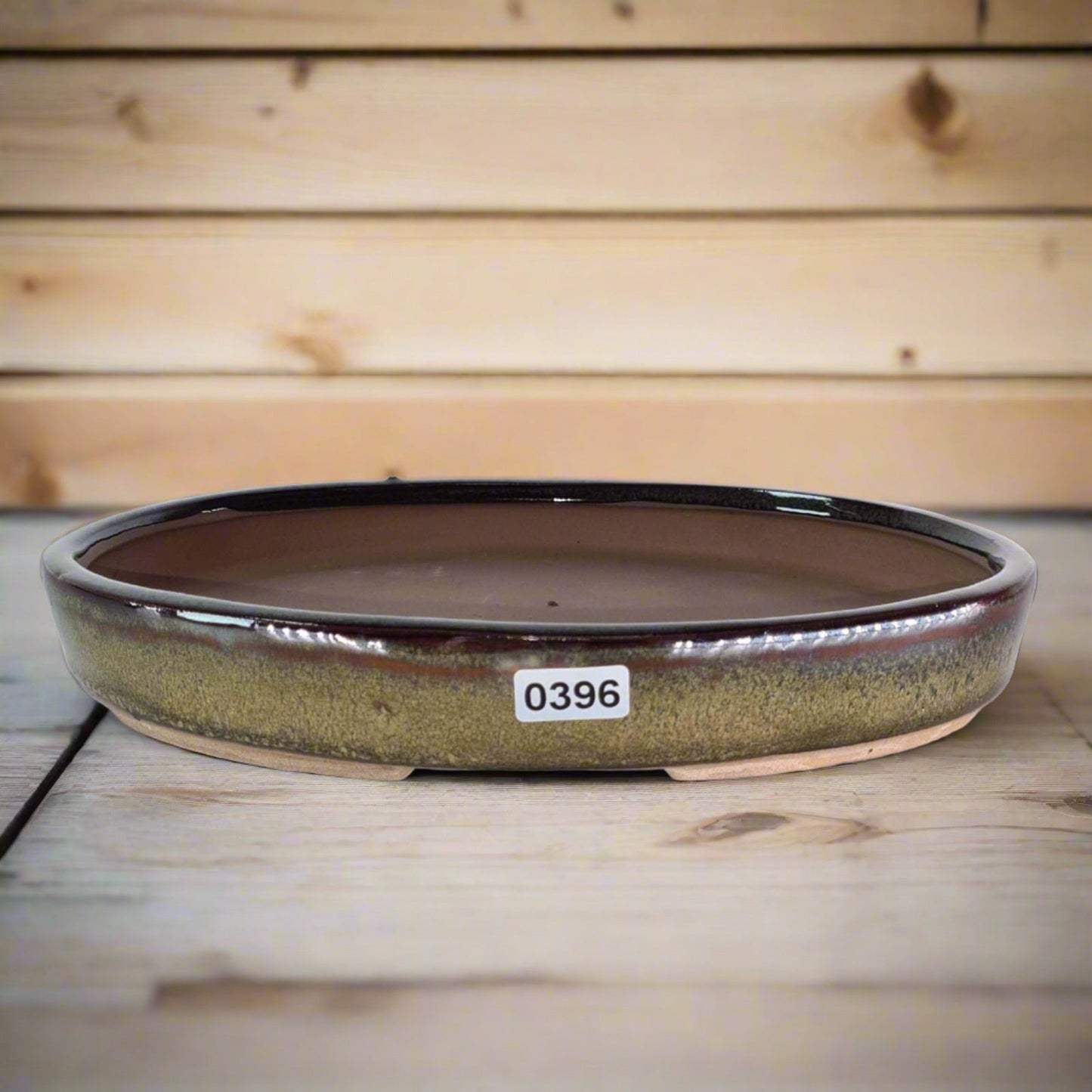 21cm Glazed Bonsai Pot | Oval | 21cm x 16cm x 3cm | Green