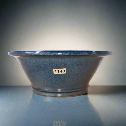 25cm Glazed Bonsai Pot | Round | 25cm x 10cm | Blue