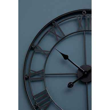 Baywood 59cm Dia Matt Black Metal Wall Clock
