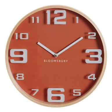 Vitus Orange Wood Large Numbers Wall Clock