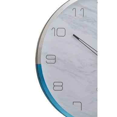 Elko Wall Clock With Silver And Blue Frame