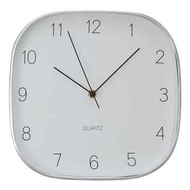 Elko Square Silver Finish Case Wall Clock