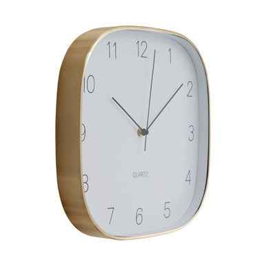 Elko Square Gold Finish Case Wall Clock