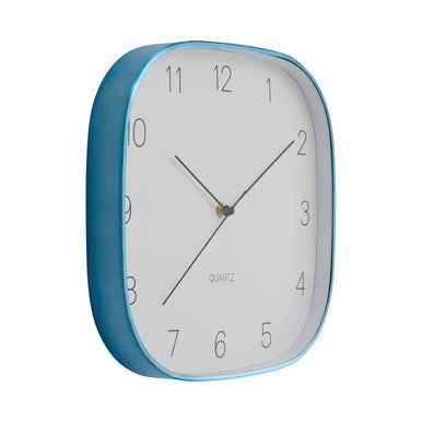 Elko Square Blue Finish Case Wall Clock