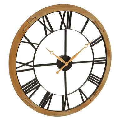 Vitus Black Metal Wall Clock with Gold F