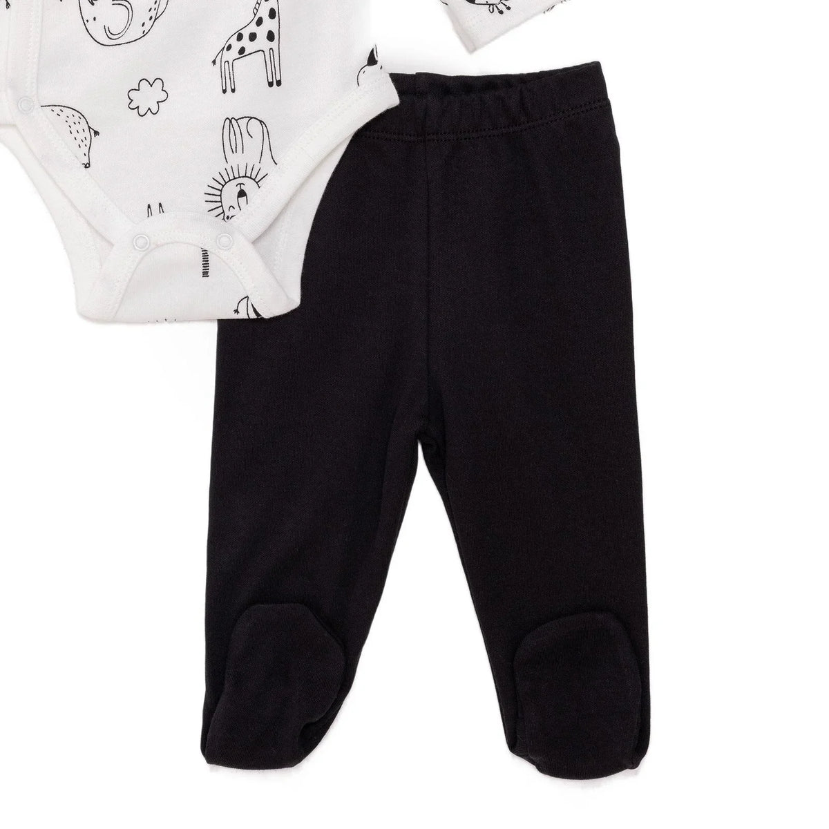 HelloBaby Animal Print Baby Bodysuit & Footed Bottoms Set (Newborn to 9 Months)