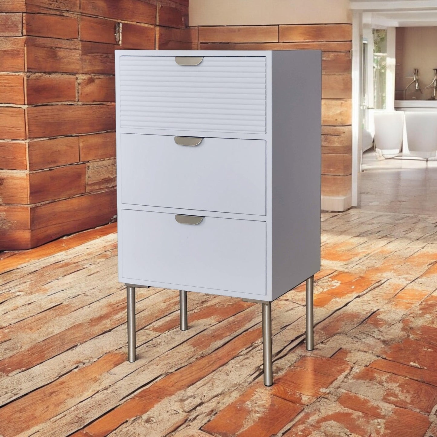 75CM WHITE WOODEN 3 DRAWER CHEST OF DRAWER