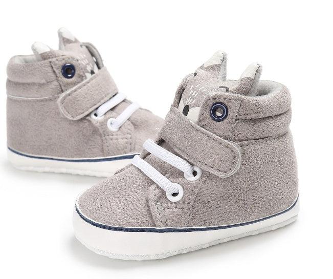 Puseky New Baby Boy Girls Shoes Cute Cartoon Bear Fox First Walkers Canvas Sneaker Anti-slip Soft Sole Toddler Shoes Footwear