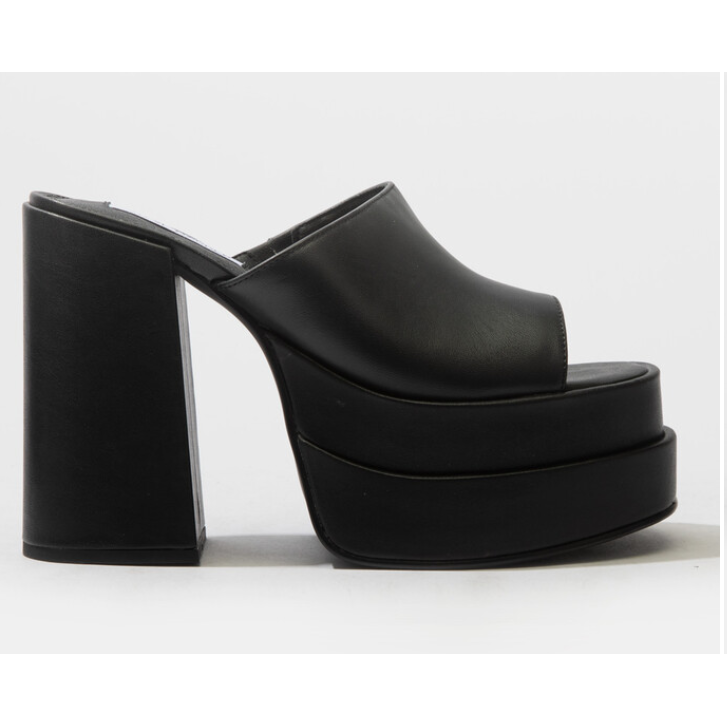UK 6 Steve Madden Cagey Black Leather Women’s Platform Sandal Heels – EU 39