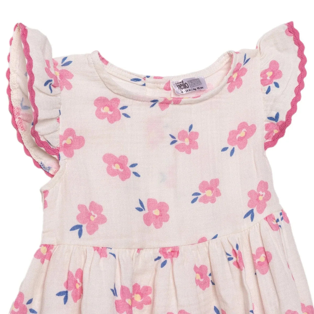 HelloBaby Floral Print Short Sleeve Cotton Baby Dress (6-9 Months to 4-5 Years)