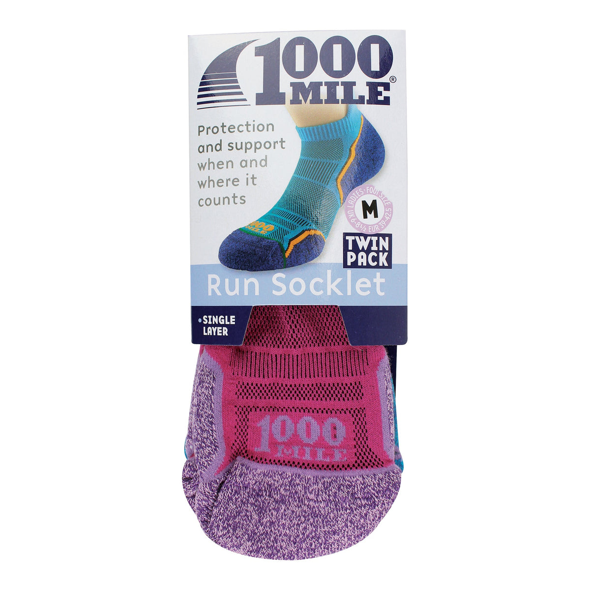 2 Pack Ladies Single Layer Running Ankle Socks