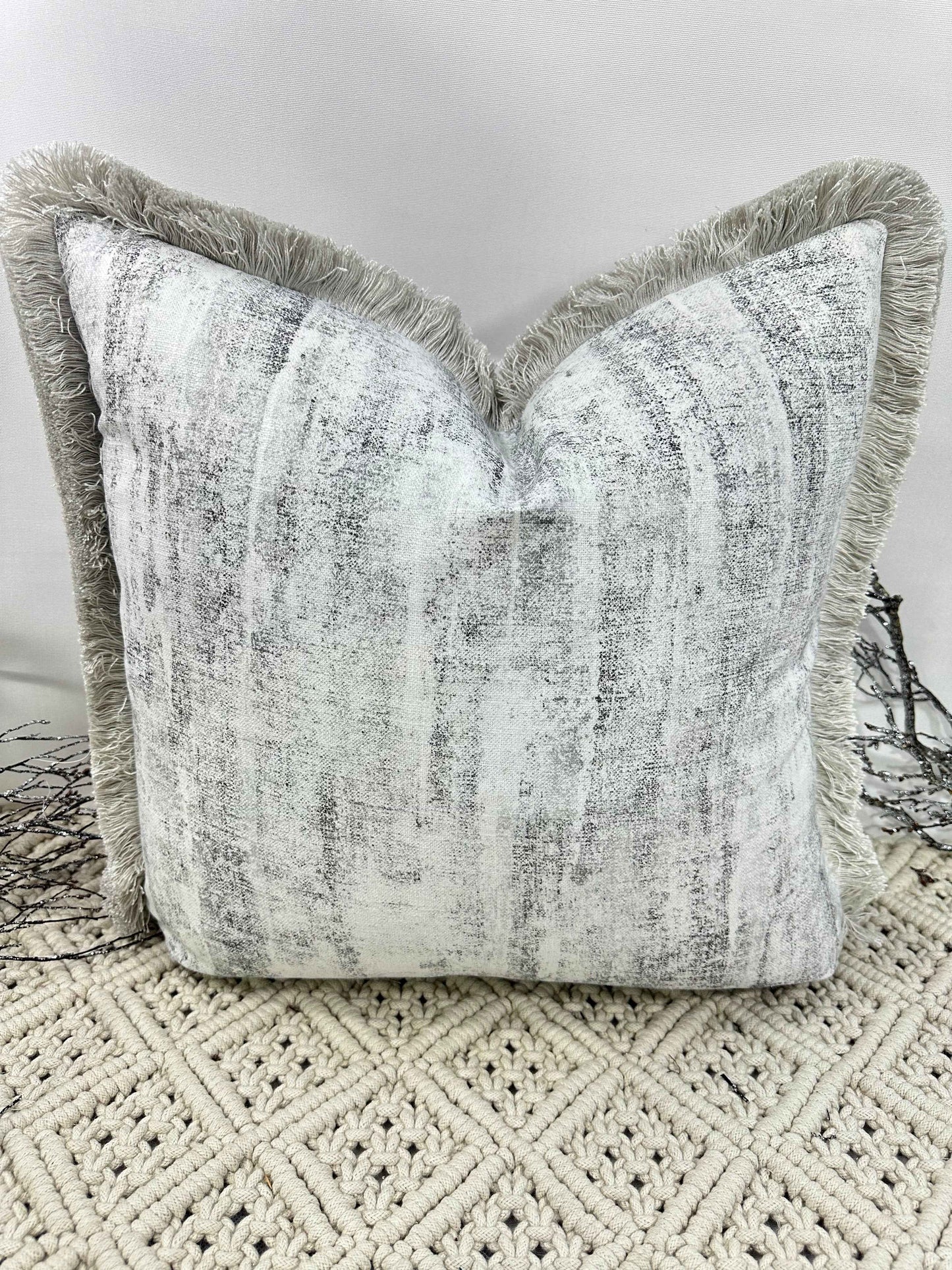 The Couture Cushion - The Fringed Silver Anderson - Style No. 175