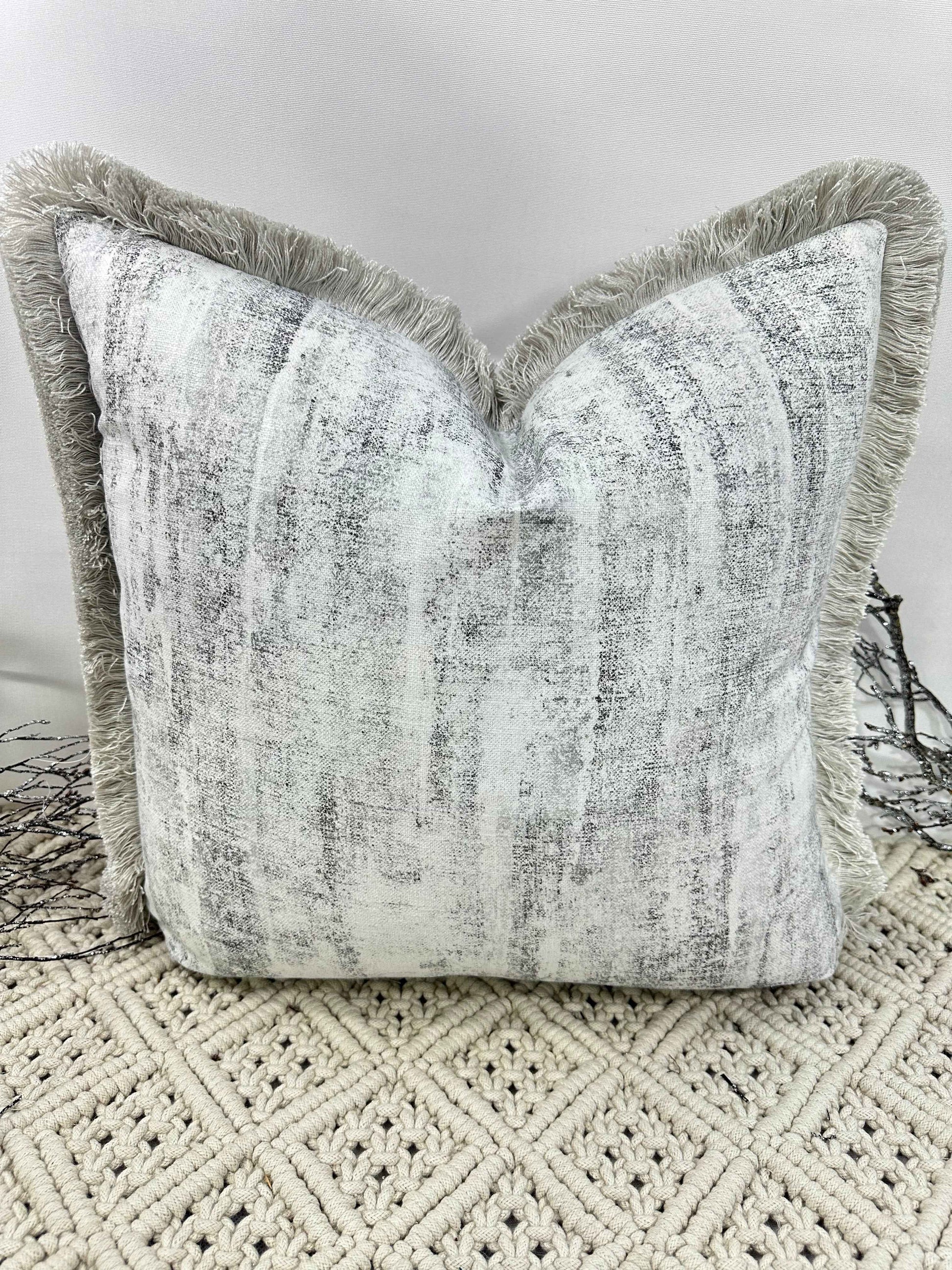 The Couture Cushion - The Fringed Silver Anderson - Style No. 175