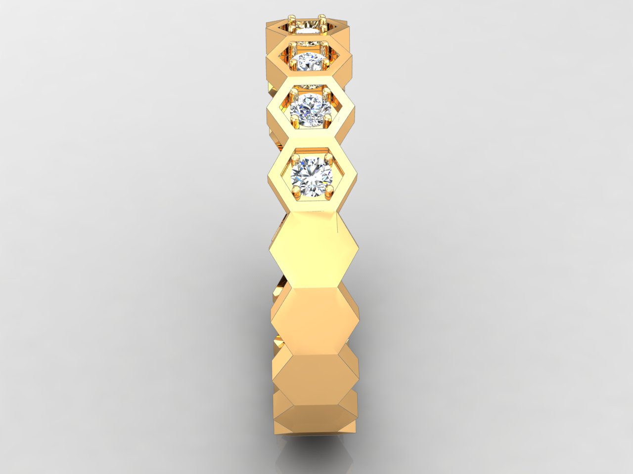 Bees Nest - Minimalist Hexagonal Diamond Band