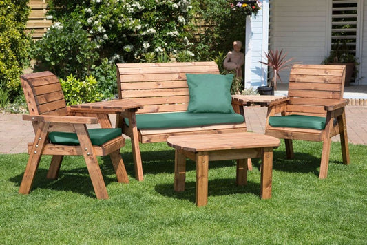 Charles Taylor Trading Four Seater Multi Set With Green Cushion Brown