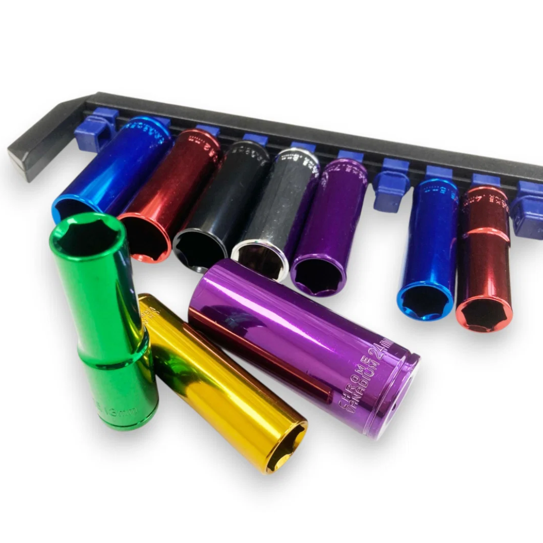 1/2" 10 Piece Multicoloured Deep CRV Socket Set
