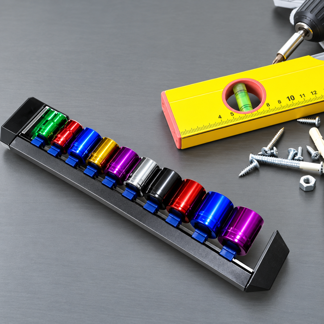 1/2" 10 Piece Multicoloured Deep CRV Socket Set